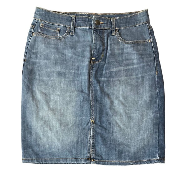 Unbranded Womens Mini Skirt Size 6 Regular Medium Wash Front Slit Pockets 30x21 - Picture 3 of 7